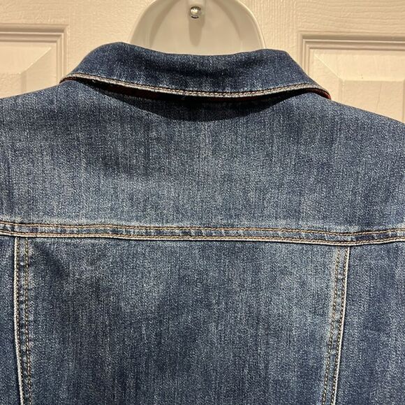 PARASUCO Red Plaid Lined Blue Denim Jacket Size S (fits s/m) see measurements - Picture 9 of 14